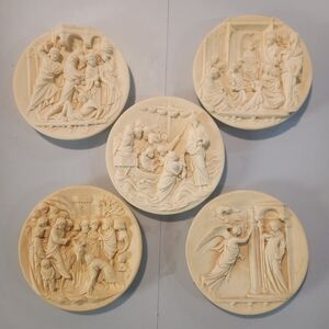 Lot Of 5: 1986 Vintage Plates Palm Sunday Jesus Temple Mary Alberto Santangelo